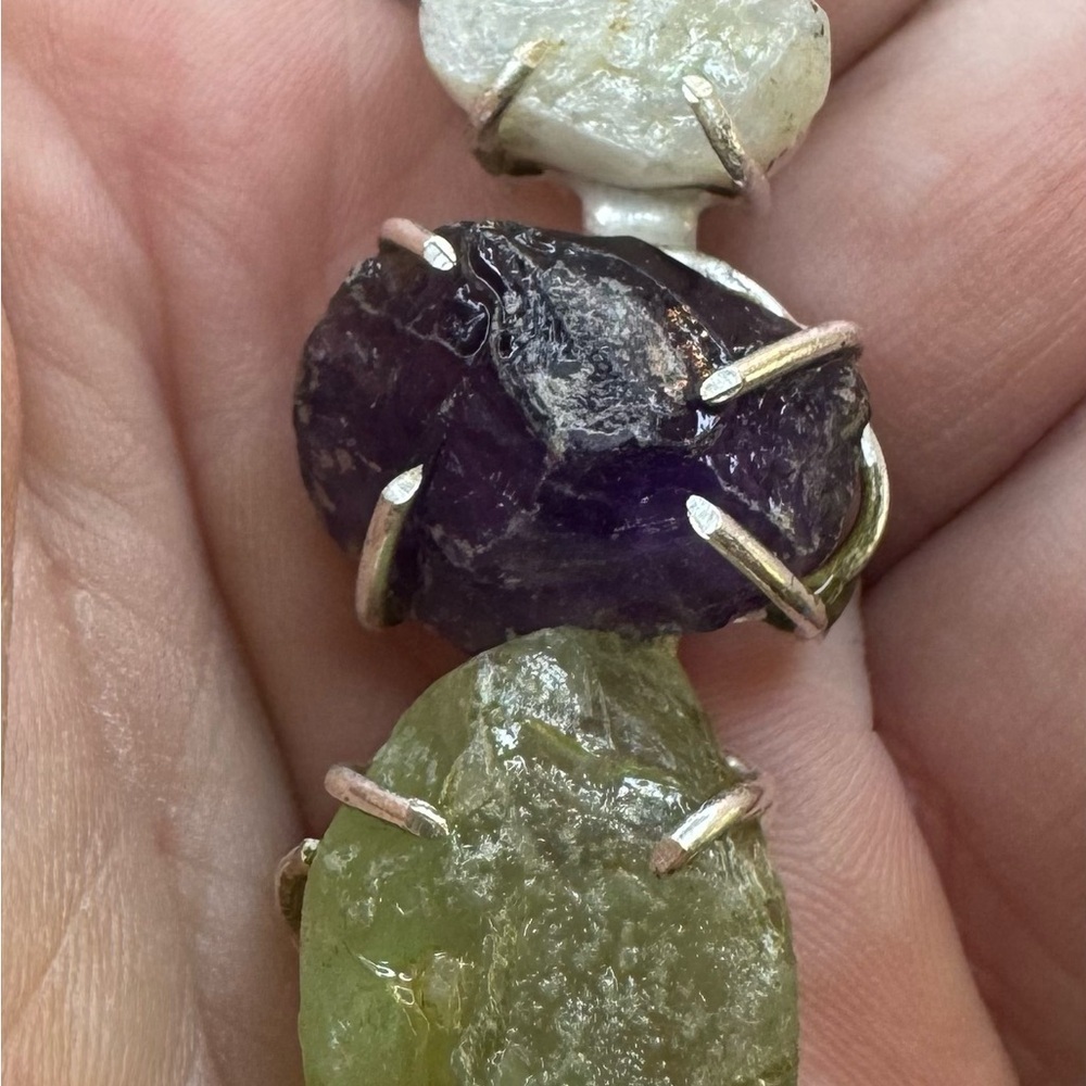 Amethyst and Moonstone Gemstone Pendant 2.2" - Picture 5 of 5